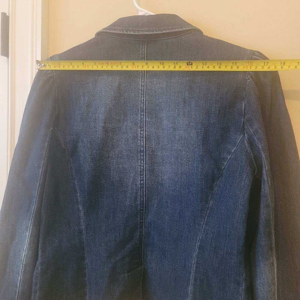 NWT INC Dark Denim Puffy Sleeve Jacket Coat Blazer - Picture 10 of 11
